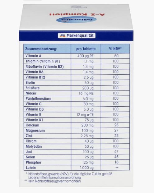 Вітамінний комплекс в таблетках A-Z Depot 100 штук Німеччина 4058172307874
