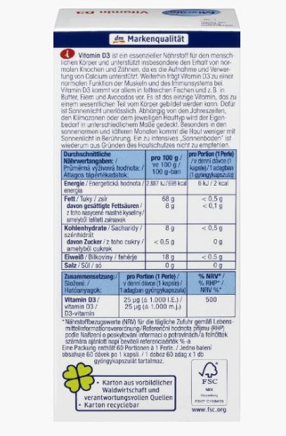 Вітамінний комплекс&nbsp; D3 Mivolis Vitamin D3 старше 50+ 60 капсул Німеччина
