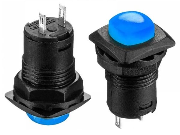 Кнопка натискна без фіксації DS-225 OFF-(ON) синя 1,5А Daier 1014150