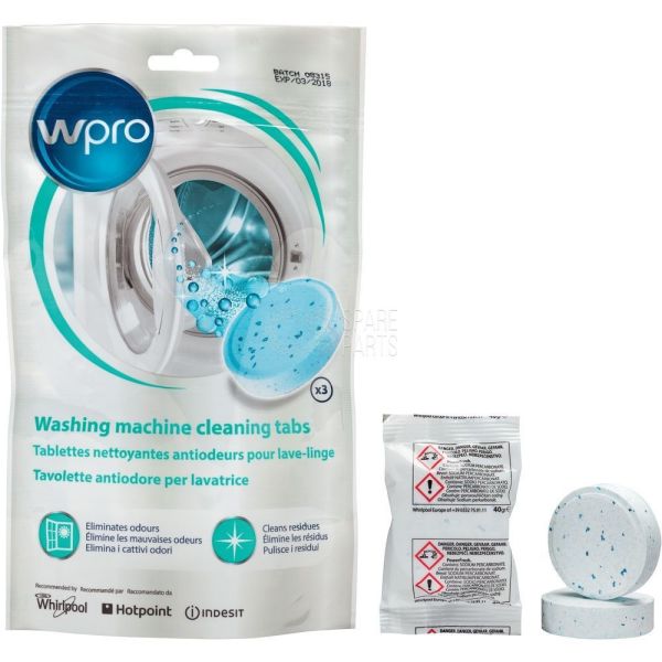 Пігулки для дезінфекції пральних машин Whirlpool WPRO 3шт. 484000001180