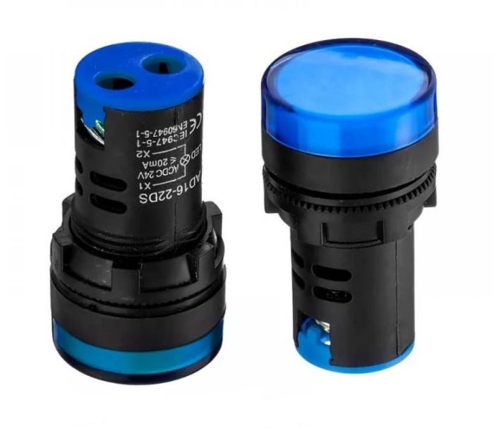 Світлодіодний індикатор AD16-22DS 220V синій d=22мм Daier 1013208