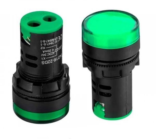 Світлодіодний індикатор AD16-22DS 220V зелений d=22мм Daier 1013206
