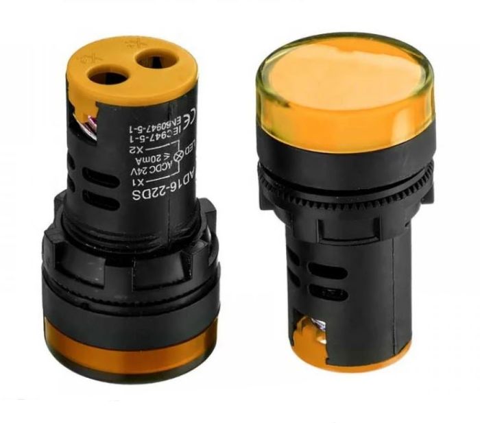 Світлодіодний індикатор AD16-22DS 220V жовтий d=22мм Daier 1013205