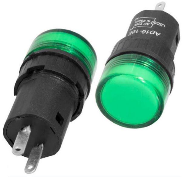 Світлодіодний індикатор AD16-16Е 12V зелений d=16мм Daier 1013199