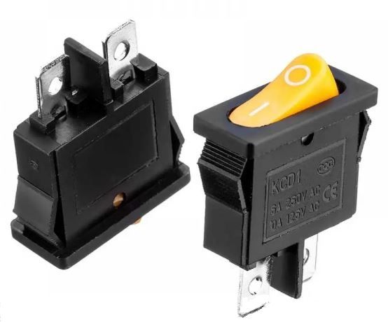 Перемикач KCD1-101-12, ON-OFF, 6А (2pin), 250V, жовтий Daier 1015607