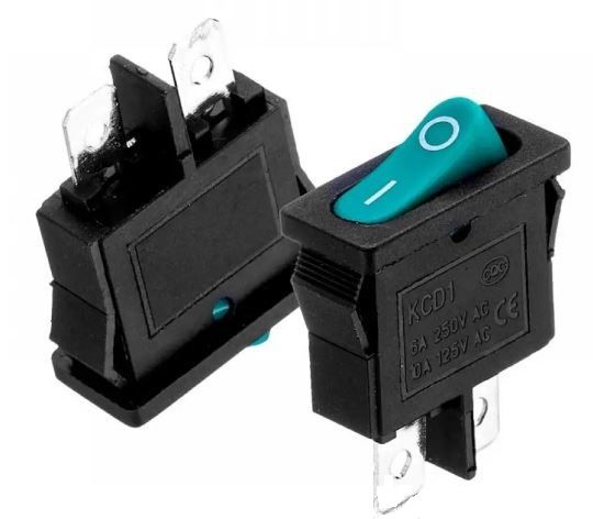Перемикач KCD1-101-12, ON-OFF, 6А (2pin), 250V, зелений Daier 1015608