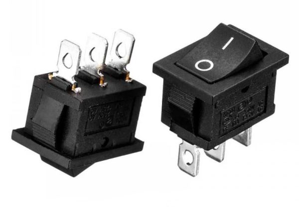 Перемикач KCD1-102, ON-ON, 6А (3pin), 250V, чорний Daier&nbsp;1015648