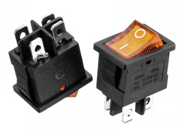 Перемикач KCD1-201N-4 ON-OFF 6А 250В (4pin) жовтий Daier 1015676