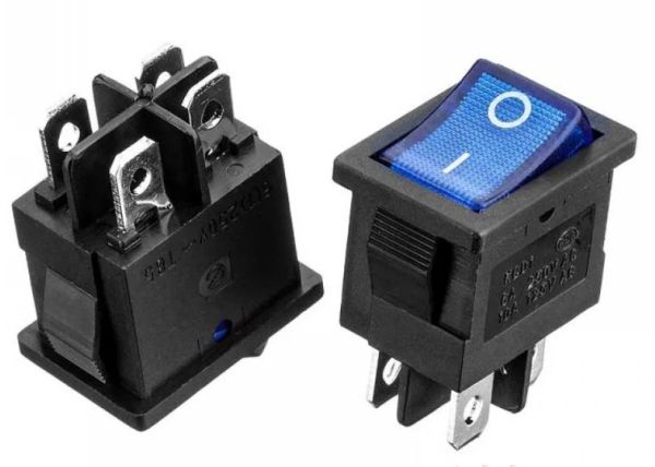 Перемикач KCD1-201N-4 ON-OFF (4pin) синій 6А Daier 1015679