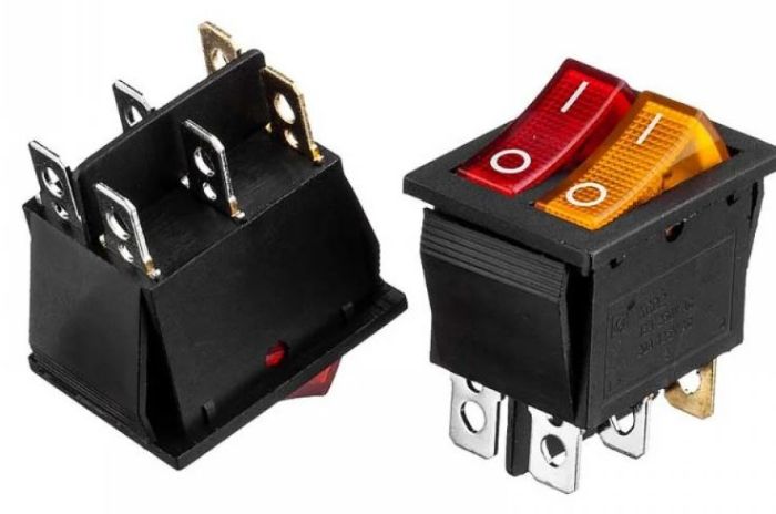 Перемикач KCD2-2101N, ON-OFF, (6 pin) 20А червоний + жовтий 27.8х21.8мм Daier&nbsp;1015717