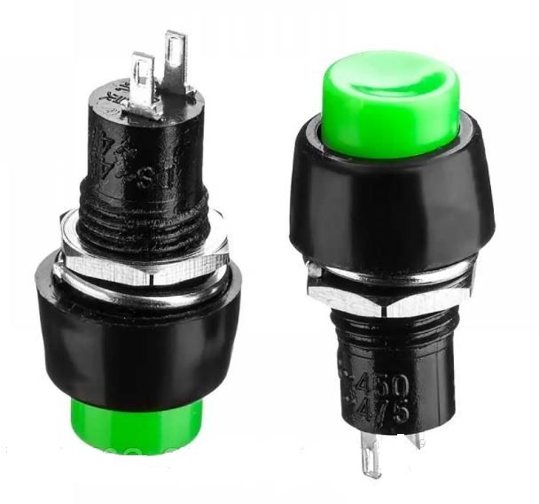 Кнопка нажимная с фиксацией DS-450  ON-OFF  2А зеленая Daier 1014173
