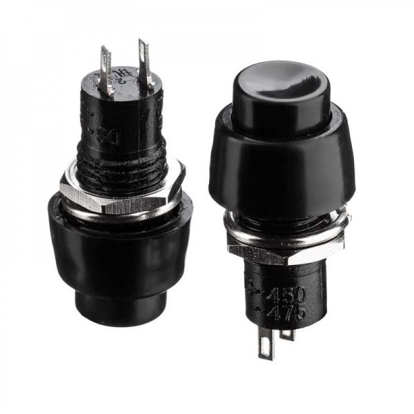 Кнопка натискна без фіксації DS-451 OFF-(ON) 2А чорна Daier 1014182