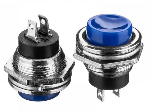 Кнопка натискна без фіксації DS-212 OFF-(ON) синя 3А Daier 1014145