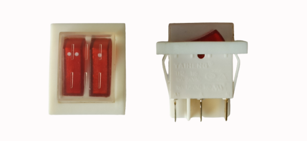 Перемикач KCD2-2101N ON-OFF, (6pin) 15А червоний + червоний 27.8х21.8мм із захисним кожухом Daier&nbsp;1015333