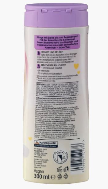 Шампунь гель для душу дитячий Balea Sweet Butterfly 300мл 4066447101676