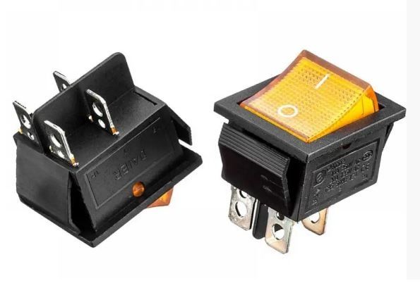 Перемикач KCD2-201/N, ON-OFF, 16А (4pin), 250V, жовтий 27.8х21.8мм Daier 1015689