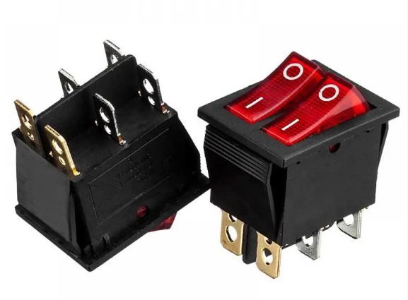 Перемикач KCD2-2101N ON-OFF (6 pin) 20А червоний+червоний 27.8х21.8мм Daier&nbsp;1015715