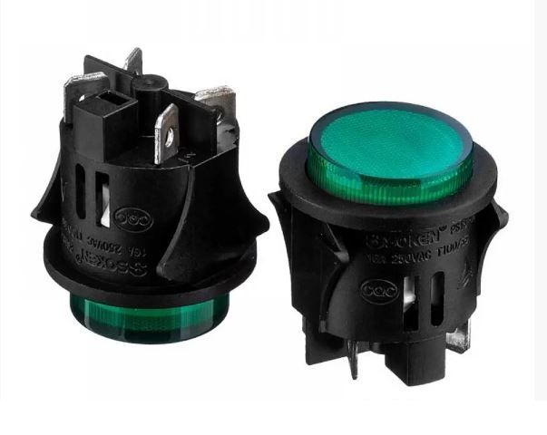 Кнопка натискна з фіксацією PS-18-16 OFF-ON зелений 250V 16А&nbsp;Daier 1014208