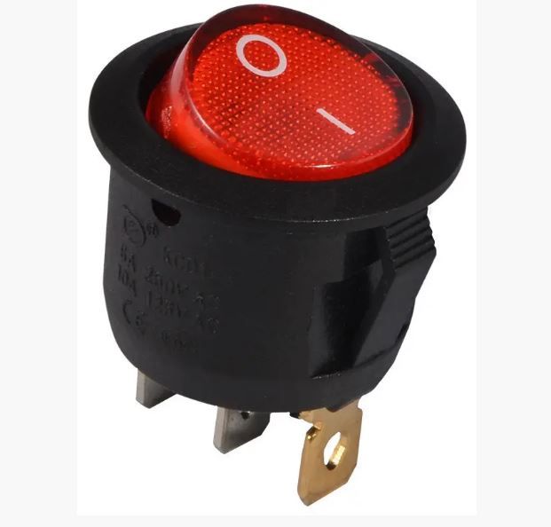 Перемикач KCD1-101N-5 OFF-(ON) (3pin) червоний 250В 6А Daier 1015632