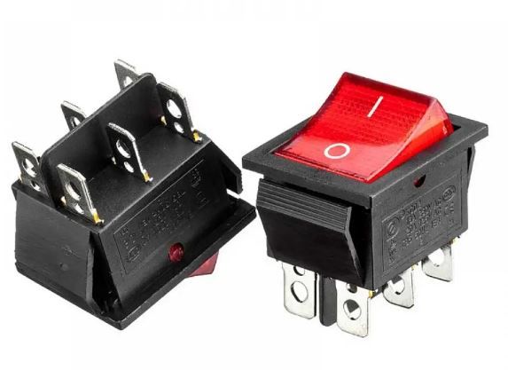Перемикач KCD2-202/N OFF-(ON) (6 pin) червоний 250В 16А Daier 1015702