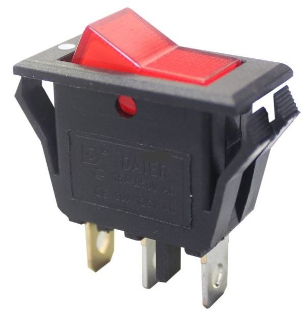 Перемикач KCD3-2 ON-OFF (3pin) червоний 250В 16А Daier 1015728