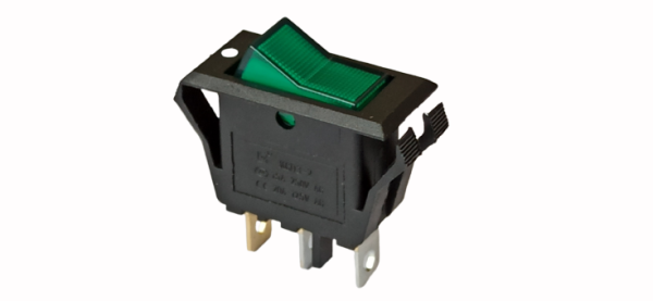 Перемикач KCD3-2 ON-OFF (3pin) зелений 250В 15А Daier 1015727