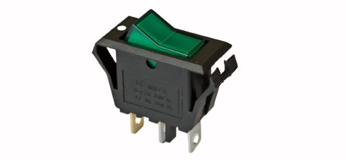 Перемикач KCD3-2 ON-OFF (3pin) зелений 250В 15А Daier 1015727
