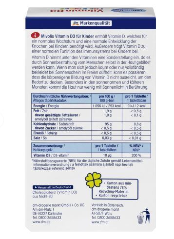 Вітамінний комплекс D3 Mivolis Vitamin D3 для дітей від 4-х років 60 капсул Німеччина 4058172777790