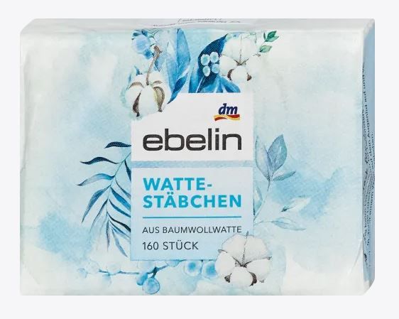 Ватні палички Еbelin Wattestabchen 160шт. Німеччина 4066447016741