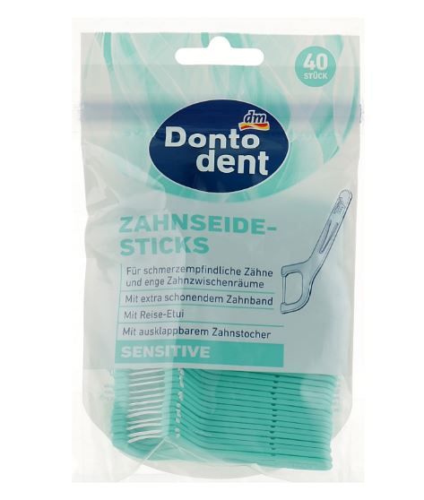 Зубочистки із зубною ниткою без воску Dontodent Sensitive 40шт. 4066447111705