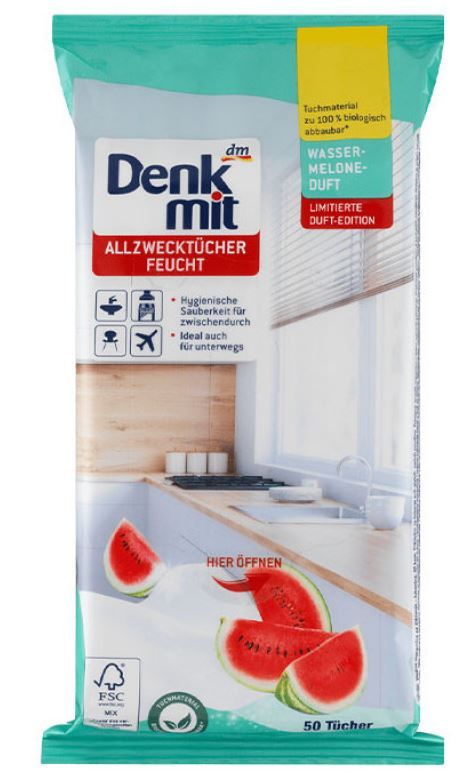 Серветки для прибирання Denkmit Feuchte Allzwecktucher Wassermelone Duft 50шт. 4066447088083