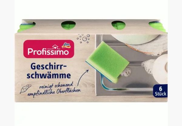 Губки для миття посуду Profissimo Geschirrschwamme зелена 6шт. Німеччина 4058172673436