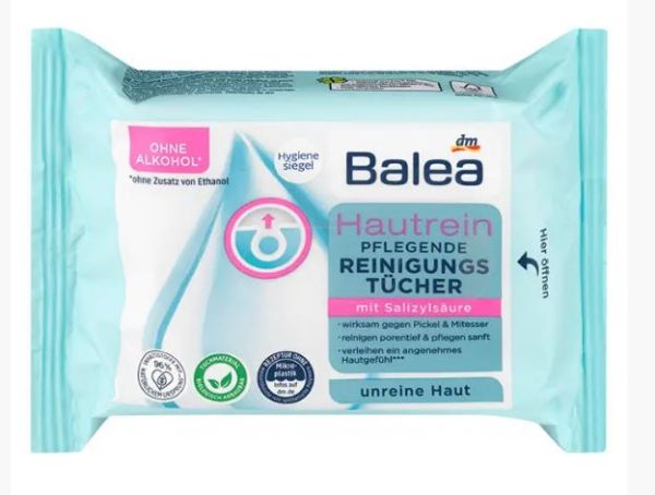 Салфетки влажные для снятия макияжа Balea Pflegende Reinigungstucher Hautrein 25шт. Германия 4058172997068