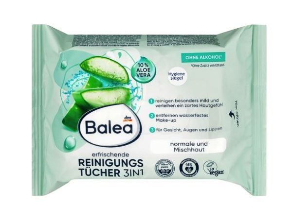 Салфетки влажные для снятия макияжа Balea Erfrischende Einigungstucher  3 in 1 25шт. Германия 4058172996733