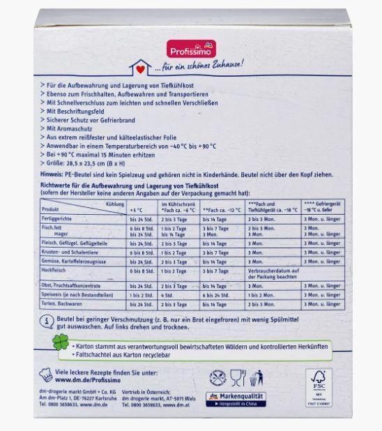 Пакети для заморозки з ЗІП-замком Profissimo Gefrierbeutel 3л 10 шт. 4066447344905