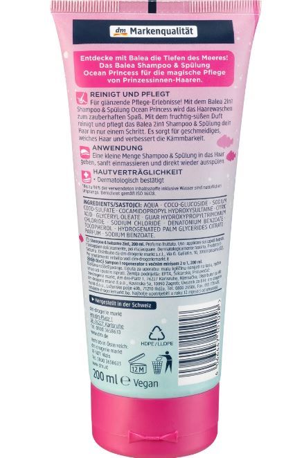 Шампунь кондиціонер дитячий Balea Shampoo Spulung Ocean Princess 4066447101058
