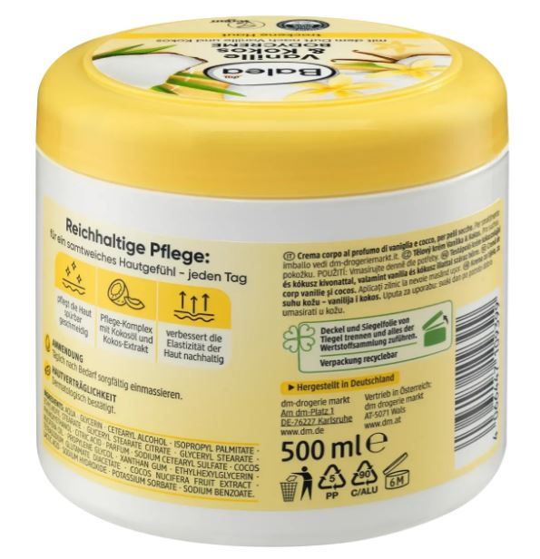 Крем для тіла зволожуючий Balea Vanille+Cocos 500мл 4066447109399