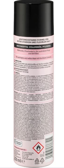 Лак для волос Balea Professional Hairspray Keratin&Volume Power-4 250мл Германия 4066447376791