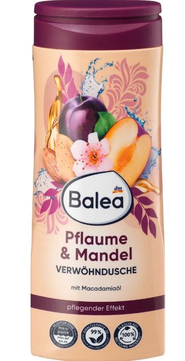 Гель для душу Balea Pflaume and Mandel Verwohndusche 300мл. Німеччина 4066447428810