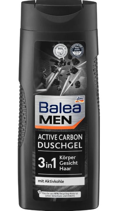 Гель для душа Balea Men Active Carbon 3in1 300мл. Германия 4066447054651