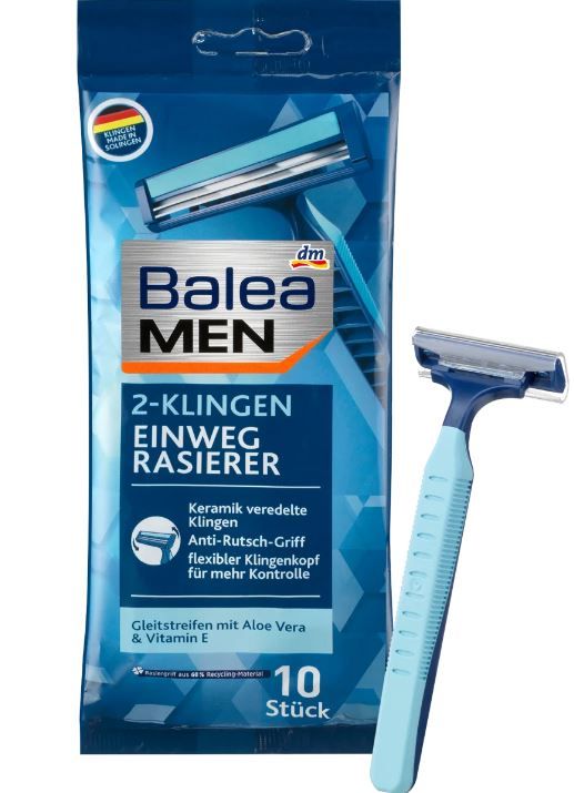 Бритвы одноразовые мужские Balea Men 2-Klingen-Einwegrasierer на 2 лезвия 10шт/уп 4066447044430