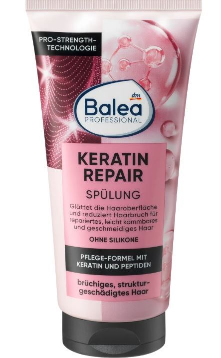 Кондиционер для волос профессиональный Balea Spulung Keratin для поврежденных волос 200мл 4066447240887