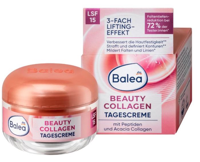 Крем для лица дневной увлажняющий против морщин Balea Beauty Collagen SPF15 50мл Германия 4066447215762