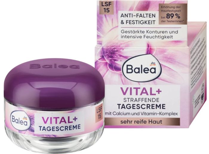 Крем для обличчя денний зволожуючий проти зморшок Balea Vital+ Straffende LSF15 50мл 4066447428872