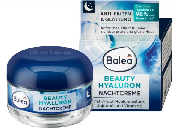 Крем для обличчя нічний проти зморшок Balea Beauty Hyaluron Nachtcreme 50мл Німеччина 4066447234084
