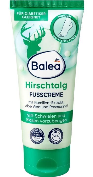 Крем для догляду за шкірою ніг Balea Fusscreme Hirschtalg з оленячим жиром та алое 100мл Німеччина 4066447438451