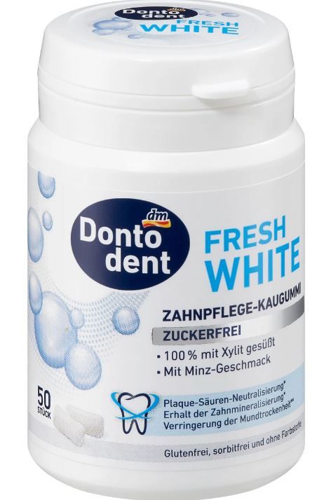 Жувальна гумка Dontodent Fresh White без цукру 50шт. Німеччина 4066447580150