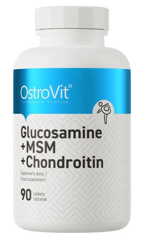 Вітамінний комплекс для суглобів та зв'язок OstroVit Glucosamine + Msm + Chondroitin 90таб. Польща Ost-019