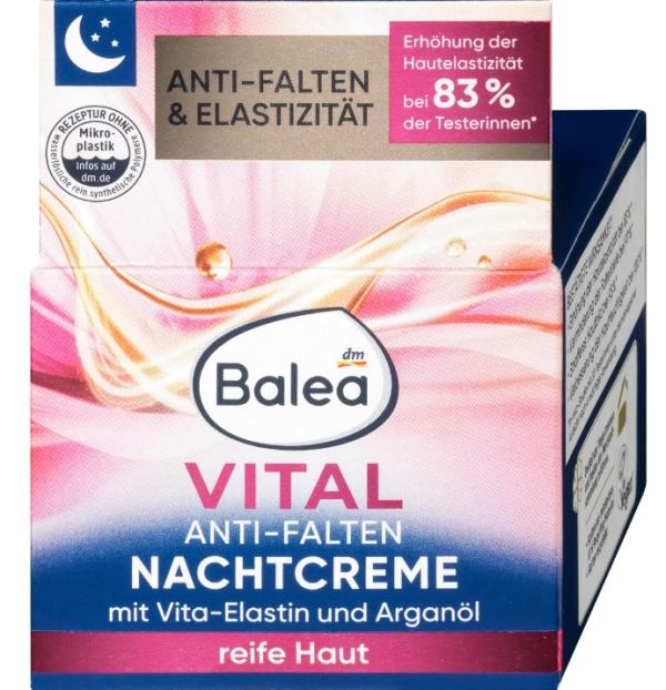 Крем для обличчя нічний живильний Balea Vital Anti-Falten для зрілої шкіри 50мл 4066447101799