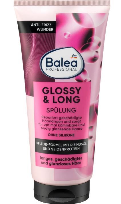 Кондиционер для волос Balea Glossy Long для длинных и поврежденных волос 200мл 4066447365689
